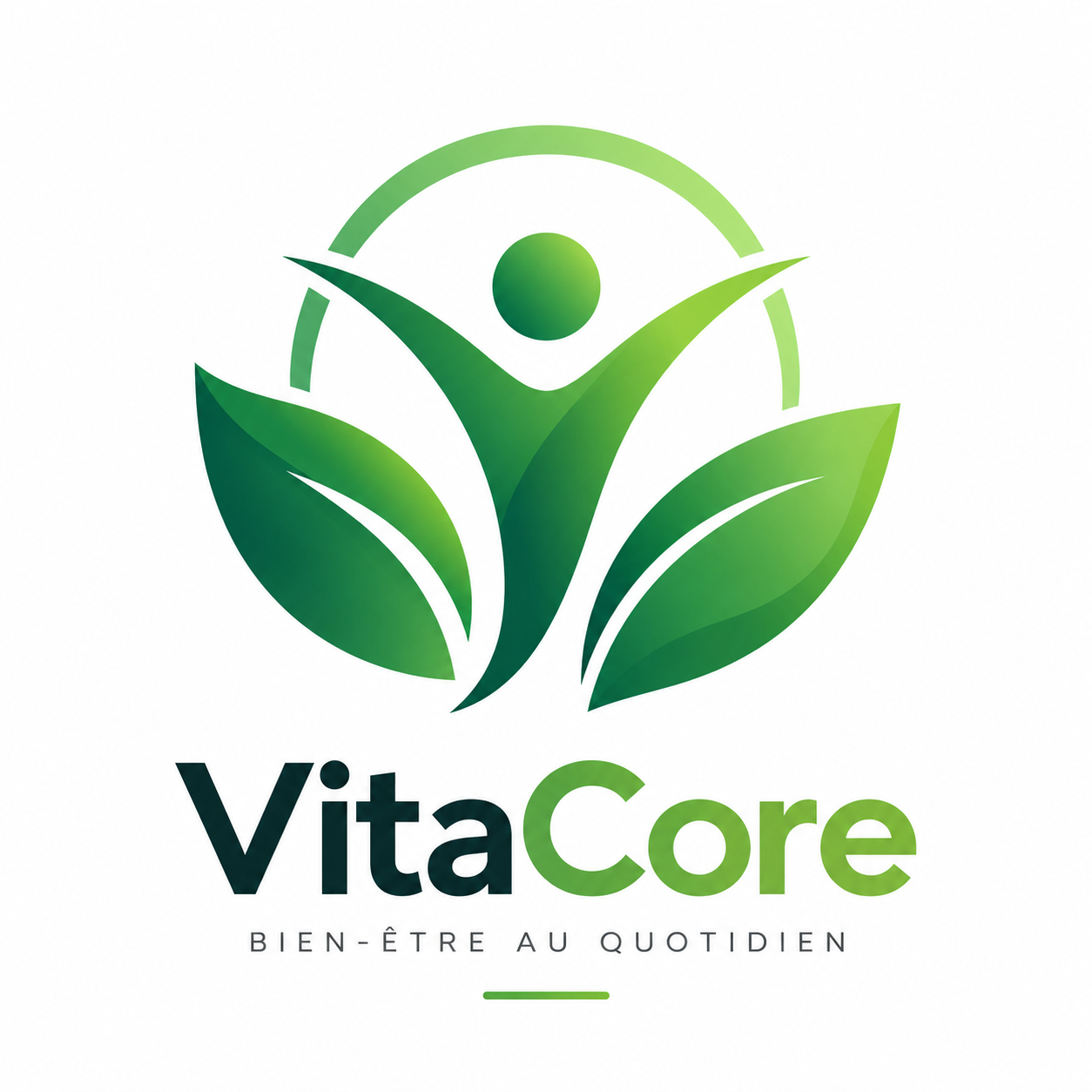 VitaCore daily wellness logo with a green figure and leaves