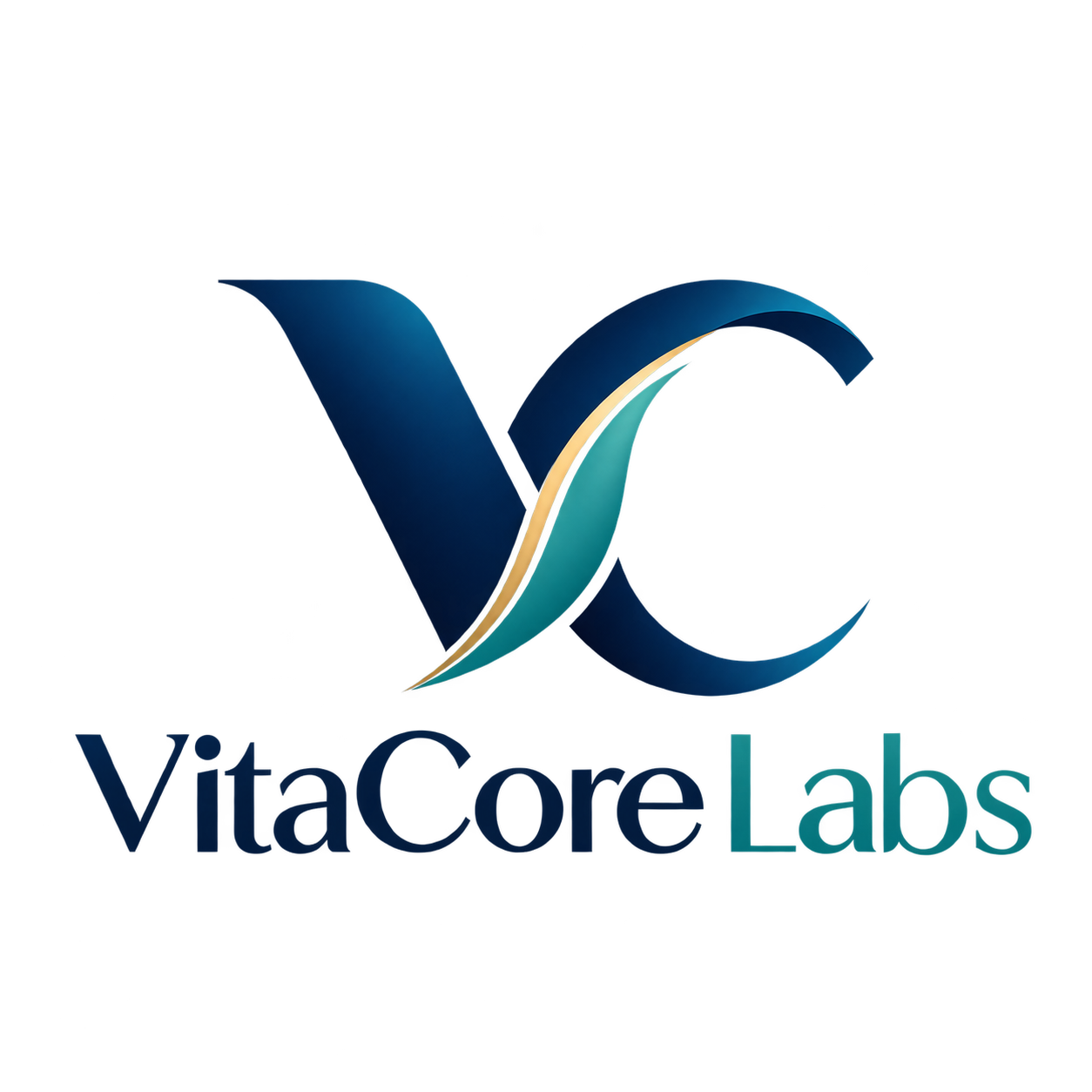 VitaCore Labs logo with a blue and turquoise VC monogram